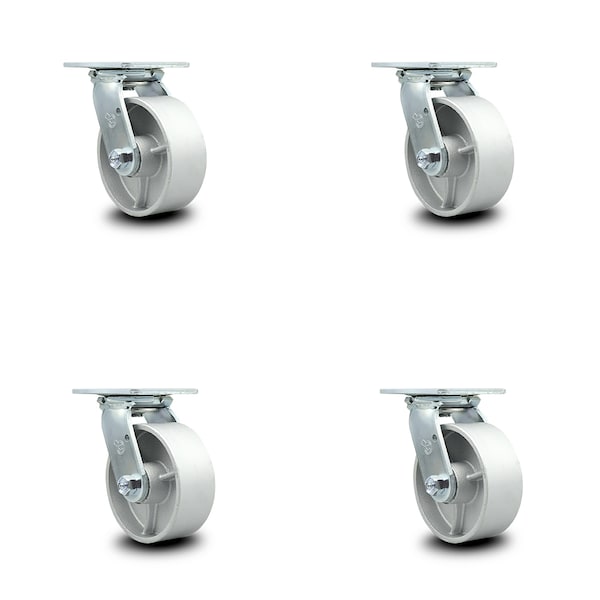 5 Inch Semi Steel Swivel Caster Set with Roller Bearing and Swivel Lock SCC